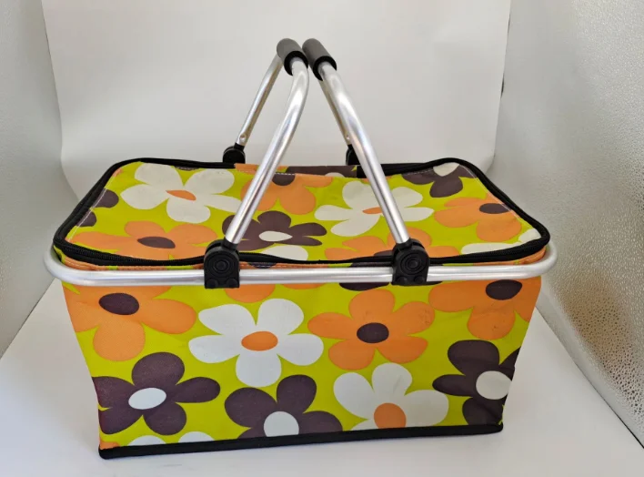 Floral Printed Collapsible Leakproof Cooler Bag Oxford Insulated Picnic Basket for Beach Leak Proof Cooler Picnics Beach Trips