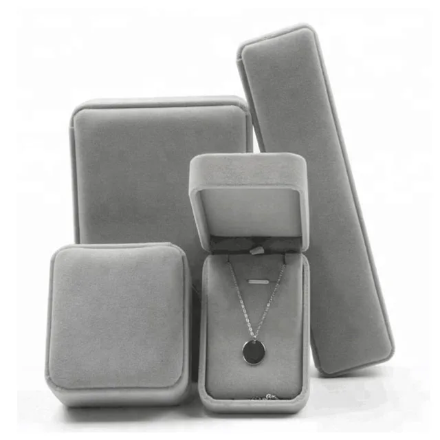 Wholesale velvet Jewelry Box customized Bracelet Necklace Earring Ring Box Jewelry Packaging Box