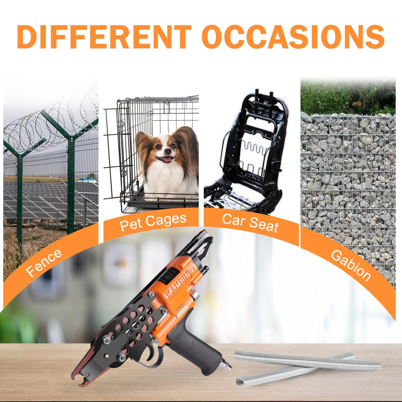 KAMSIN SC7E 15 Gauge 3/4' Crown Industrial Fencing hog ring gun Pneumatic Car Seat-Making Spring Mattress-Making Air C Ring Gun