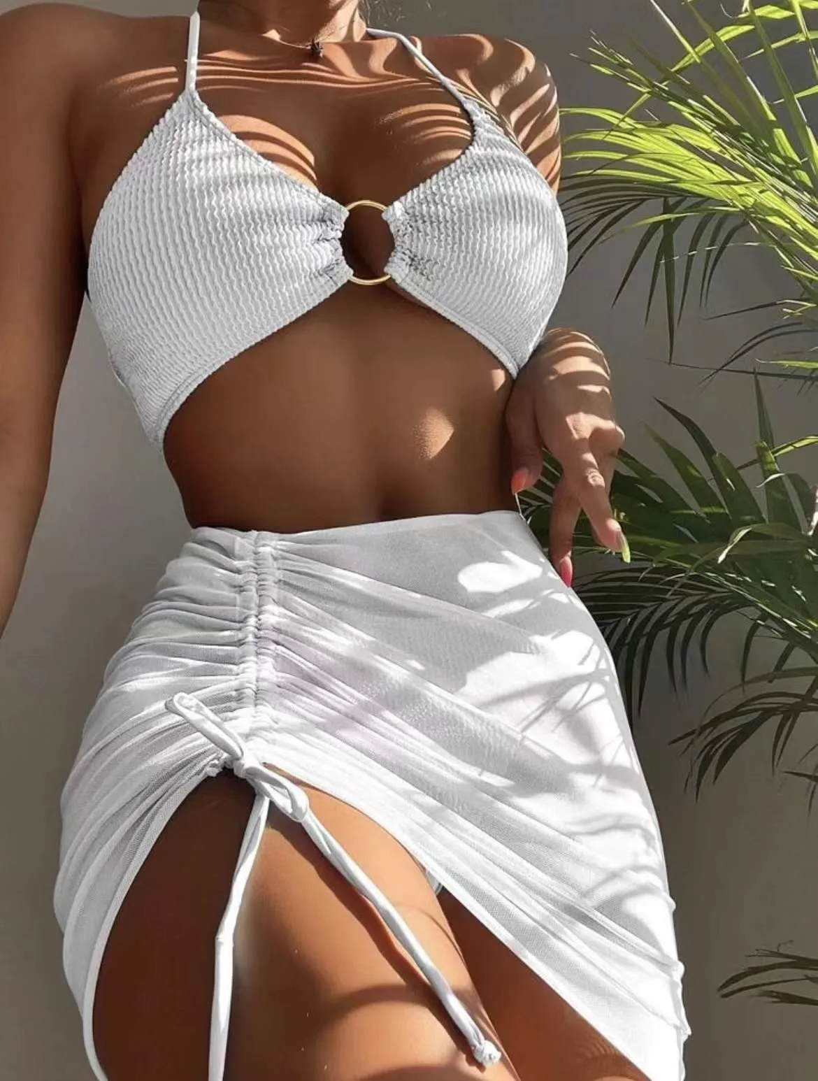 PASUXI 2024 New Swimsuit Custom 3 Pieces Bathing Suit Cover Up High Waisted Women Swimwear Beachwear