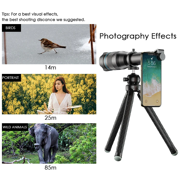 
APEXEL Hot selling 60X50 mobile phone monocular telescope lenses optical zoom 60x telephoto smartphone lens 