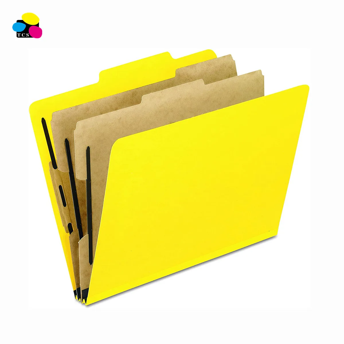 2023 New Letter Size Yellow Pattern Pressboard Classification Paper File Folders W/ 6 Partitions