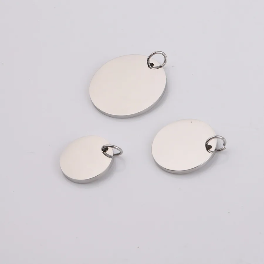 22mm Mirror Polished Round Stainless Steel Engraved Logo Stamping Blank Charms
