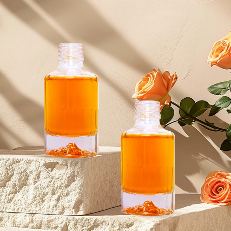 Wholesale 100ml 200ml glass wine bottle vodka fruit wine iceberg bottom design with plastic bottle cap