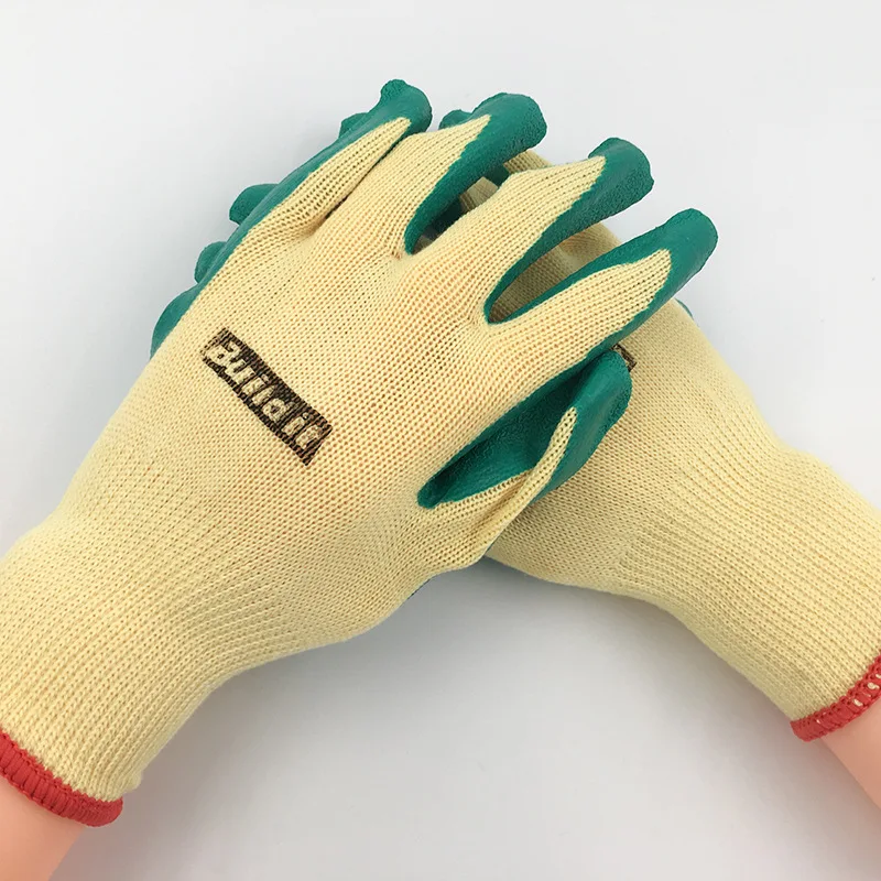 Cotton Yarn Latex Wrinkled Coated Dipped Safety Work Hand Protection Glove for Gardening Household Construction