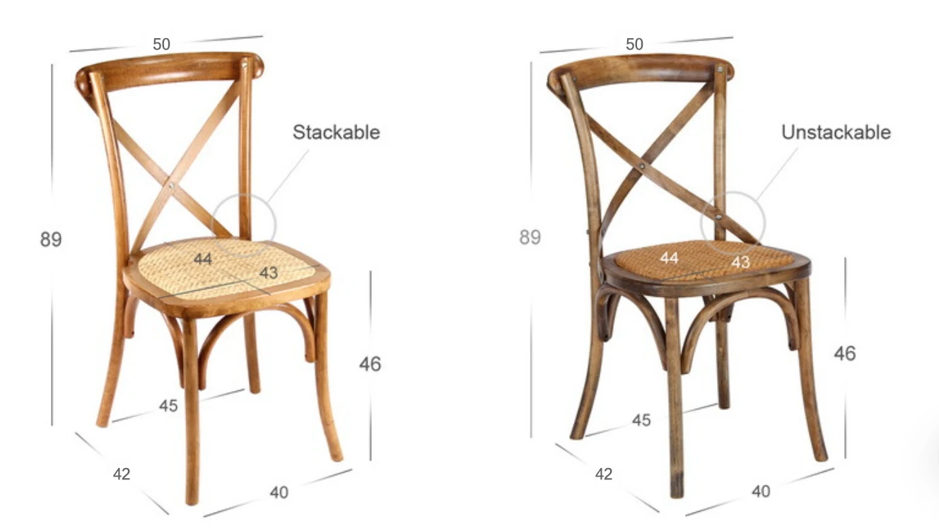 Wholesale Modern Solid Wood Chair X Cross Back banquet Chair with Rattan Cushion for Wedding Restaurant outdoor chair