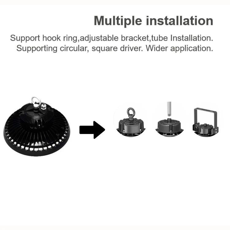 hot selling professional lighting calculator Customized Smart Sensors 100w 150w 200w ufo led high bay light led garage light