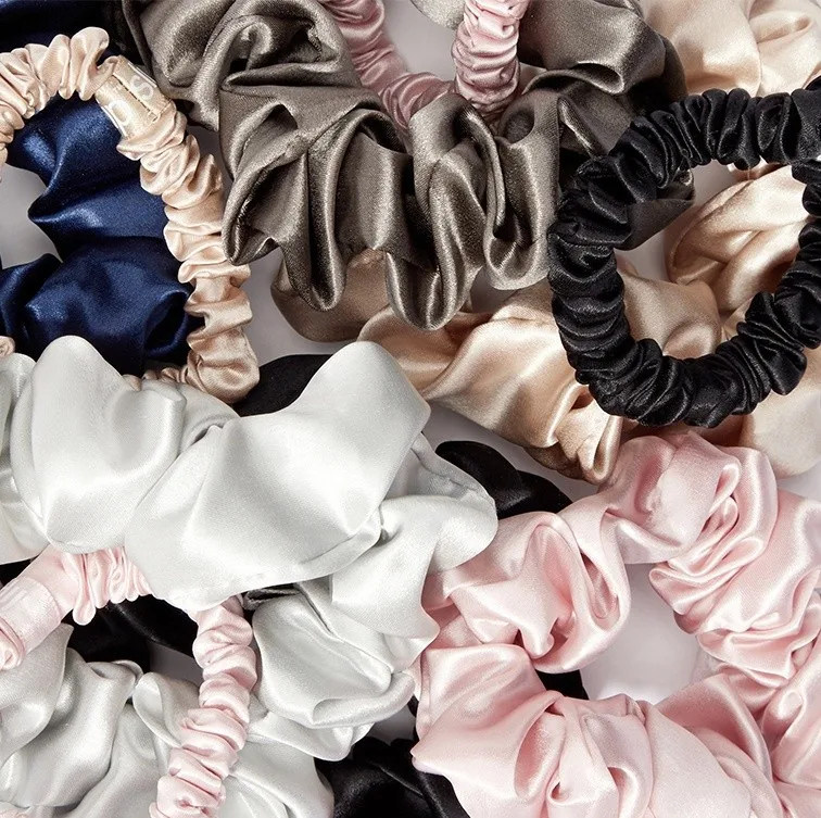 22mm custom 100% pure  silk scrunchy hair bands ties oversized large organic real silk scrunchies