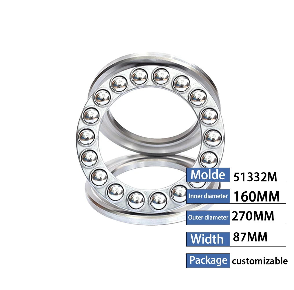 51332M Single Row Flat Thrust Ball Bearing 160x270x87MM Size Low Noise Long Life Performance High Bearing Capacity Machinery