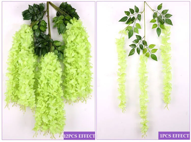 Sen Masine green 3.6 feet Long Fake Hanging Flower wisteria flowers artificial for wall wedding garden decoration