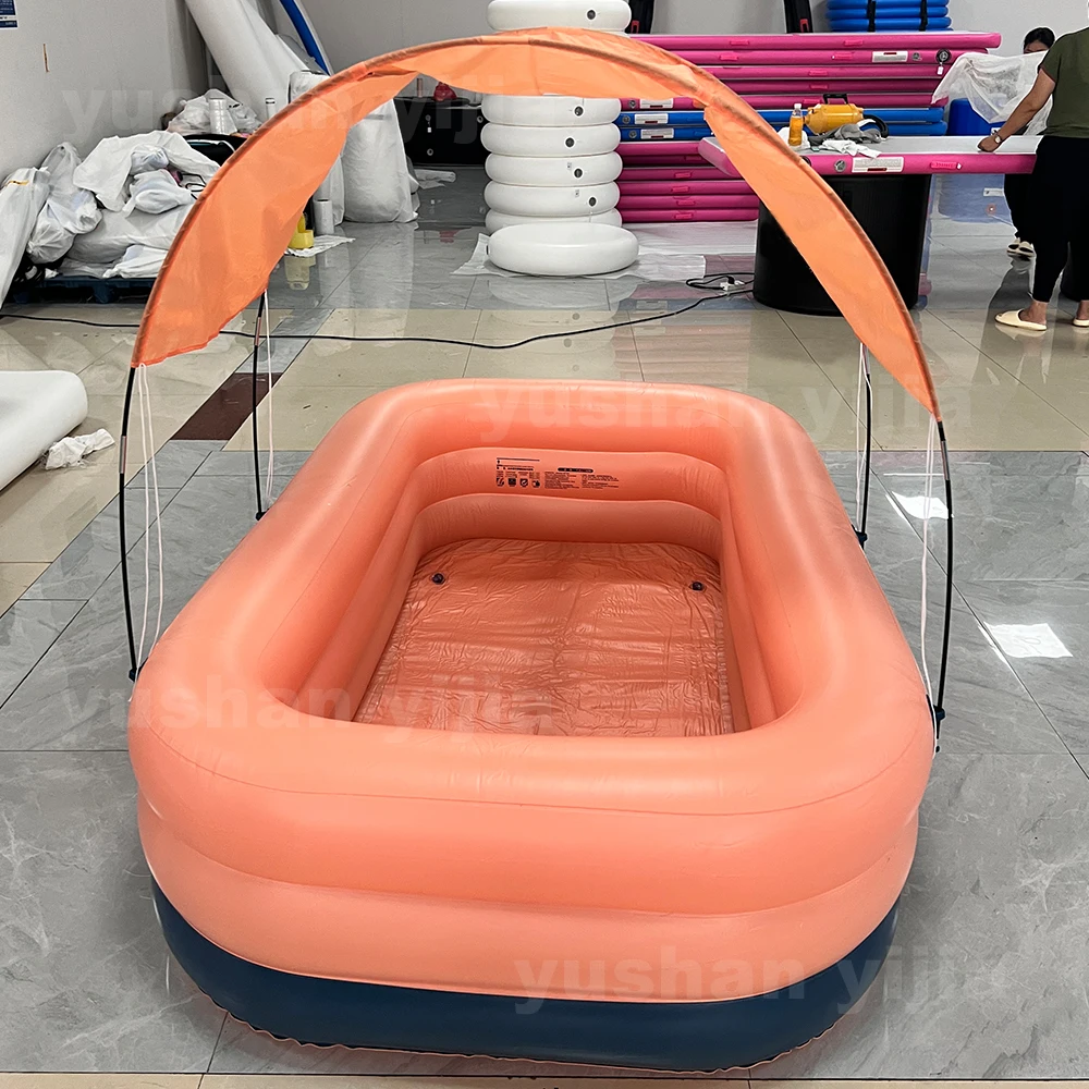 Factory Direct self inflating large inflatable swimming pool with sunshade