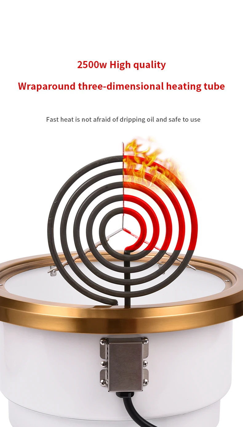 Japanese Round 2500w Stainless Steel Lower smoke exhaust embedded barbecue Grill Commercial Restaurant Electric Bbq Grill