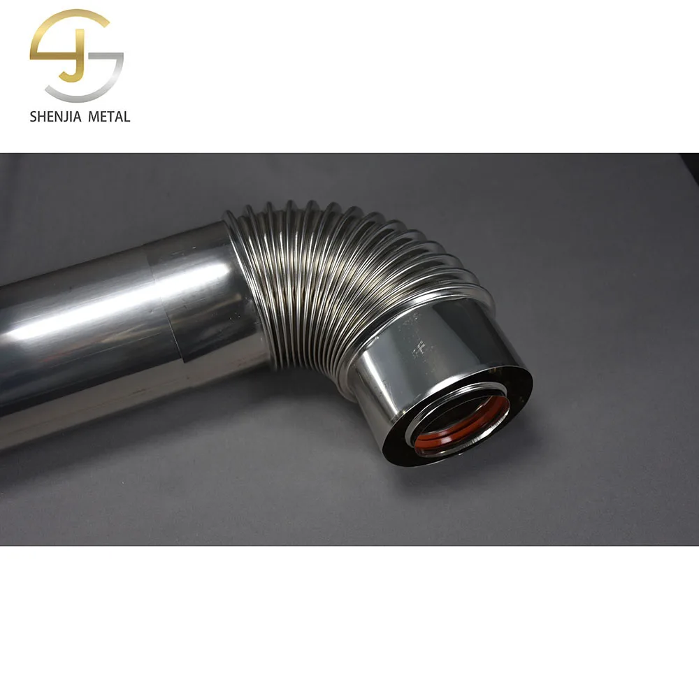 Diameter 100mm/60mm free adjustable length laser welding 20cm/40cm/80cm coaxial double-layer fireplace smoke exhaust pipe