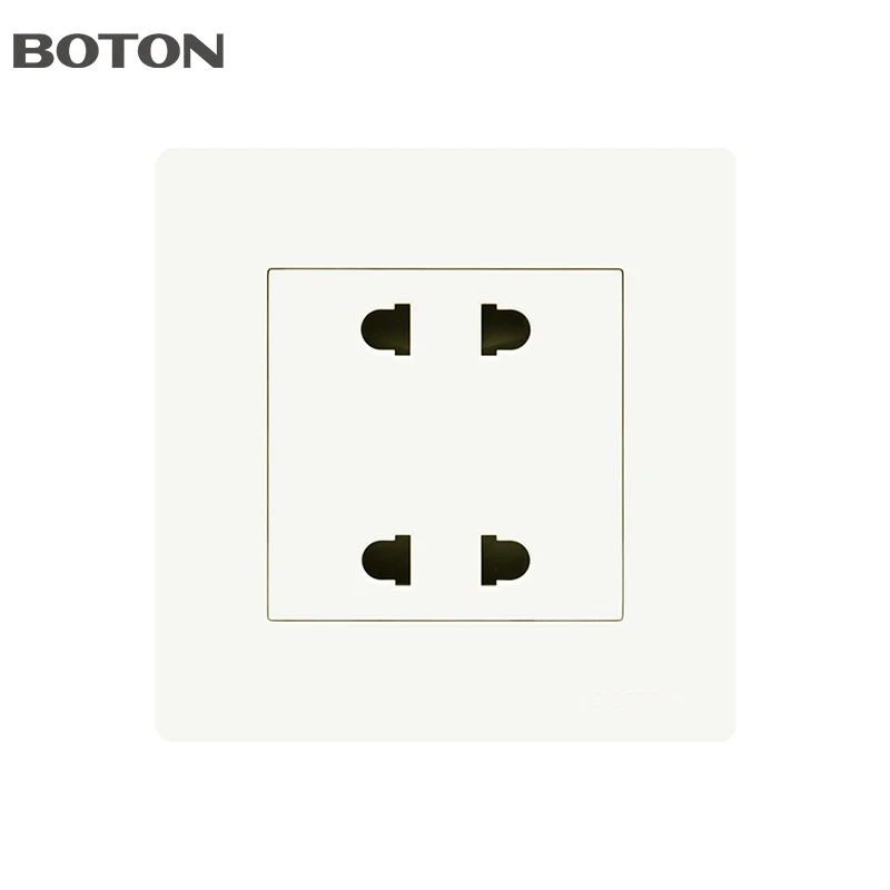 4 Pin Socket PC Material Panel Flush Type 10A 250V White Color Wall Switch Socket