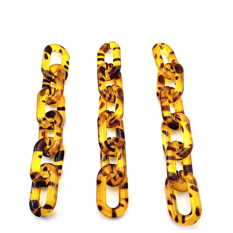Wholesale 23mm*40mm 136pcs/bag tortoise color Plastic Acrylic Chain Resin Chain Acrylic Link Chain Accessories Diy