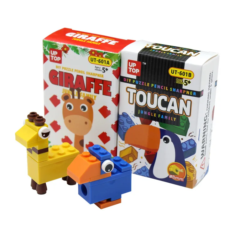 DIY cartoon building blocks students creative stationery kindergarten puzzle assembly pencil sharpener