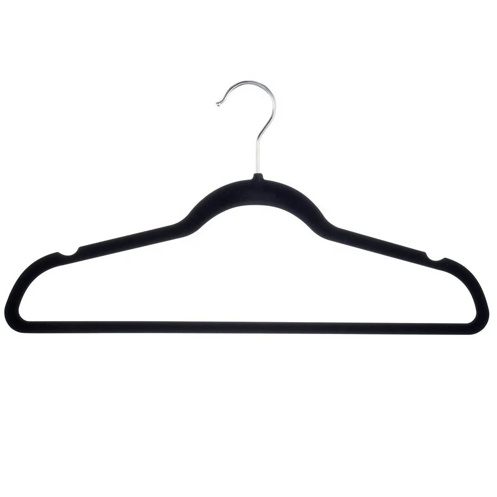 Wholesale Space-Saving Non-Slip Black Velvet Hangers Store Wardrobe Hotel Coat Suit Clothes Velvet Hanger