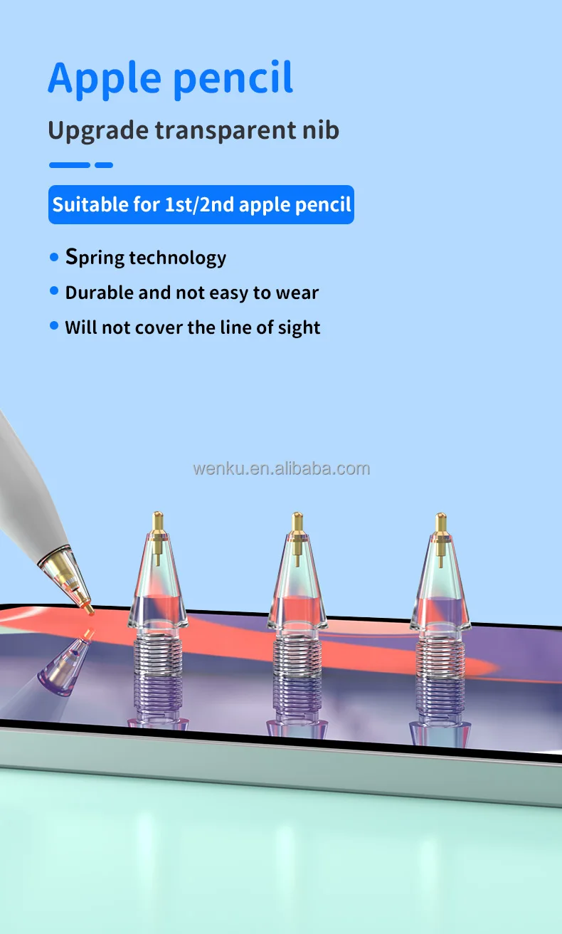 Replacement pencil tips extra transparent nibs for ipencil touch pen accessory compatible with iPad