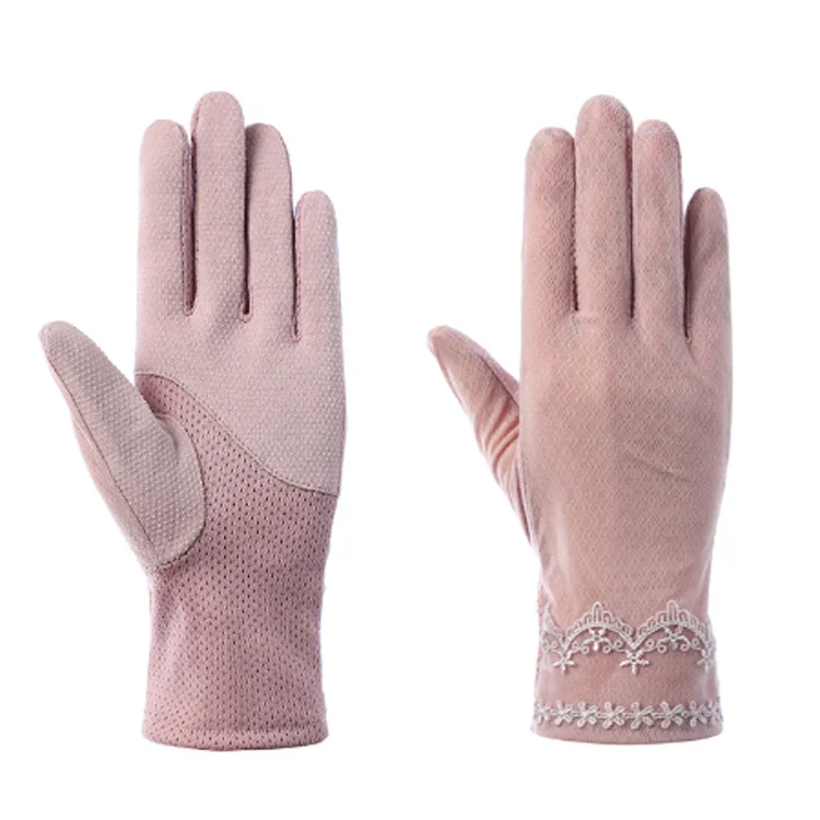 F-217 горячая Распродажа пропускающие воздух с кружевным декором велосипед перчатки для сенсорных экранов женские летние легкие Мокасины солнцезащитный крем ice