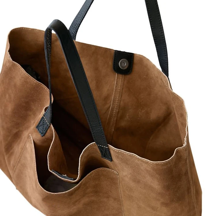 Wholesale Monogram Women Vintage Blank Suede Leather Tote Bag Handbag
