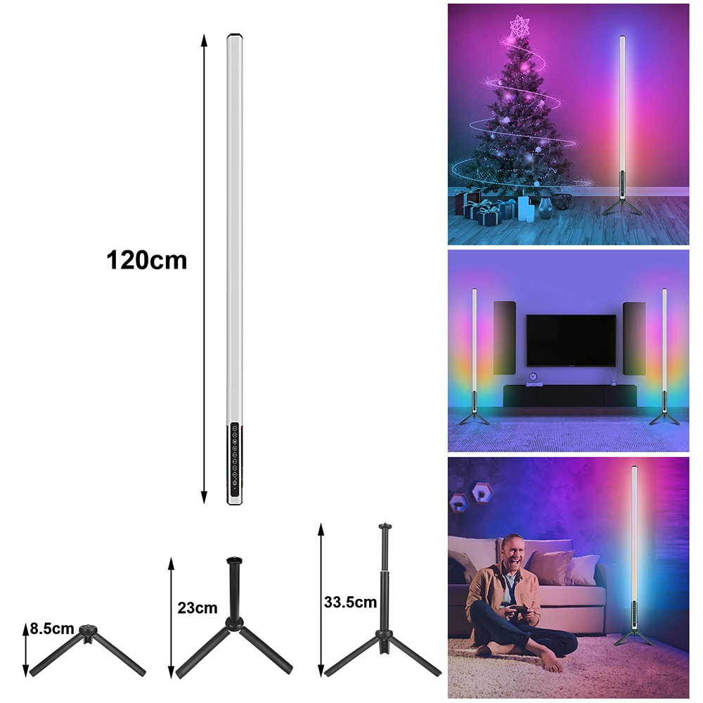 LUXCEO 2 Pack Mood Lights 4ft Portable USB Rechargeable LED Tube Light RGB Colored Battery Powered Video Light with Tripod