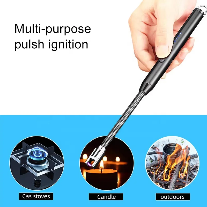 Type-c charging electronic lighter candle kitchen plasma arc usb rechargeable electric lighter for stove support custom Logo