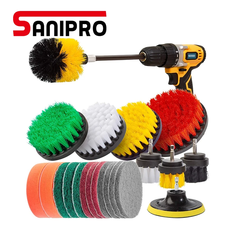 
Sanipro 22 pcs All Purpose Power Scrubber Industrial Drill Brush Sets Electric Drill Cleaning Drill Cleaning Brush Attachments 
