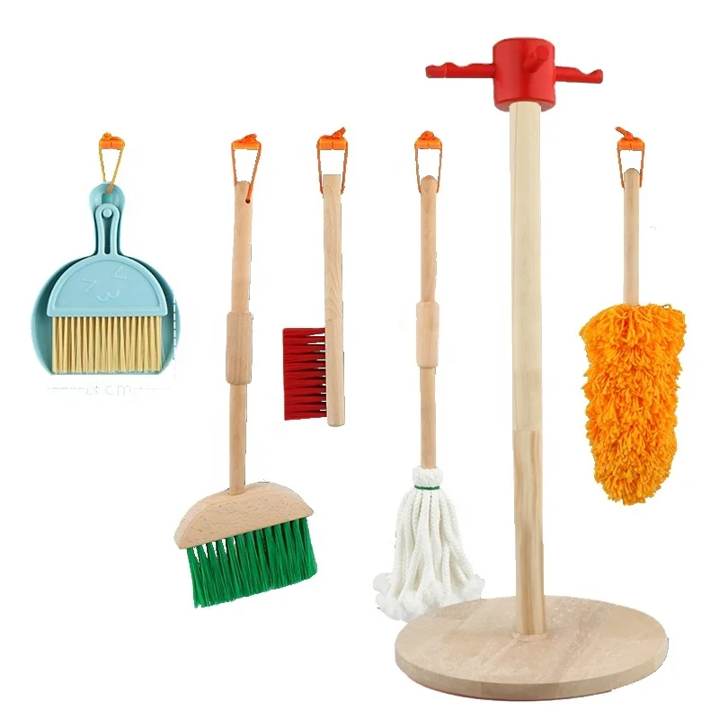 Wooden Kids Detachable Cleaning Tool Set Toys Housekeeping Toys Gift for Girls & Boys