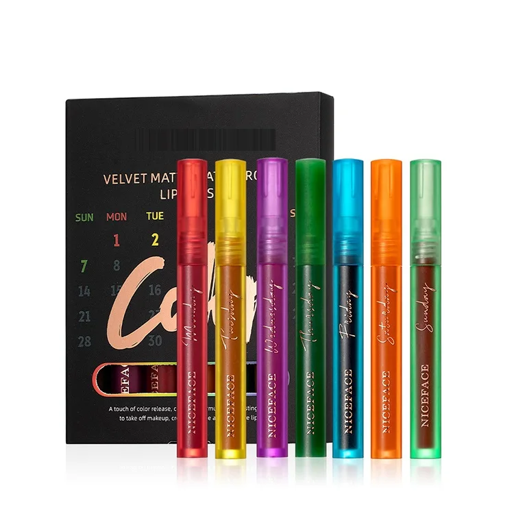 Набор еженедельных антипригарных помад waterproo, 7 шт., набор бархатных матовых жидких помад