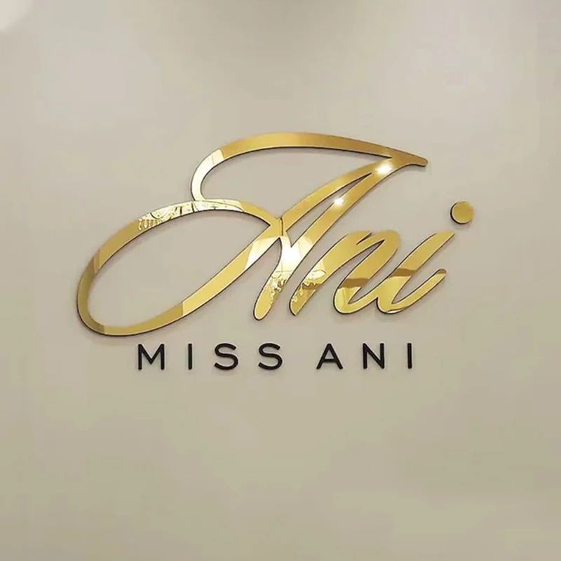 Free Design Custom Acrylic Business Shop Sign Board Gold Metal Letters Store Sign For Business Outdoor Waterproof