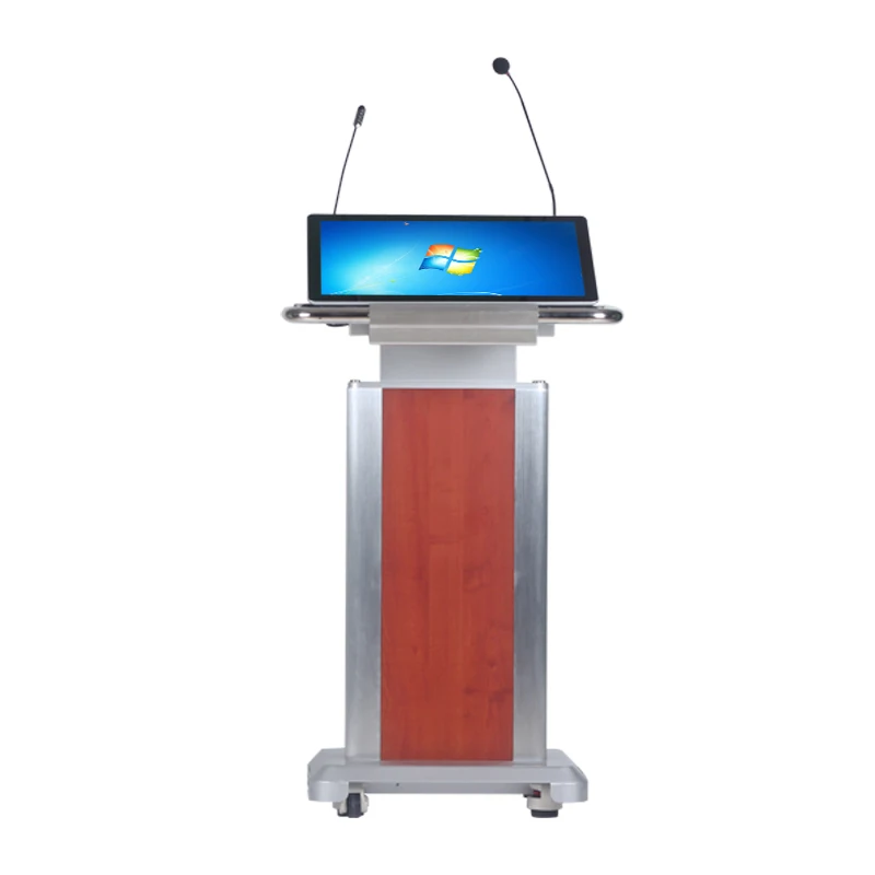  Алюминиевый деревянный современный проповедника/сталь и дерево церковный пюпитр 24 дюймовый ЖК-экран с регулировкой по высоте подиум