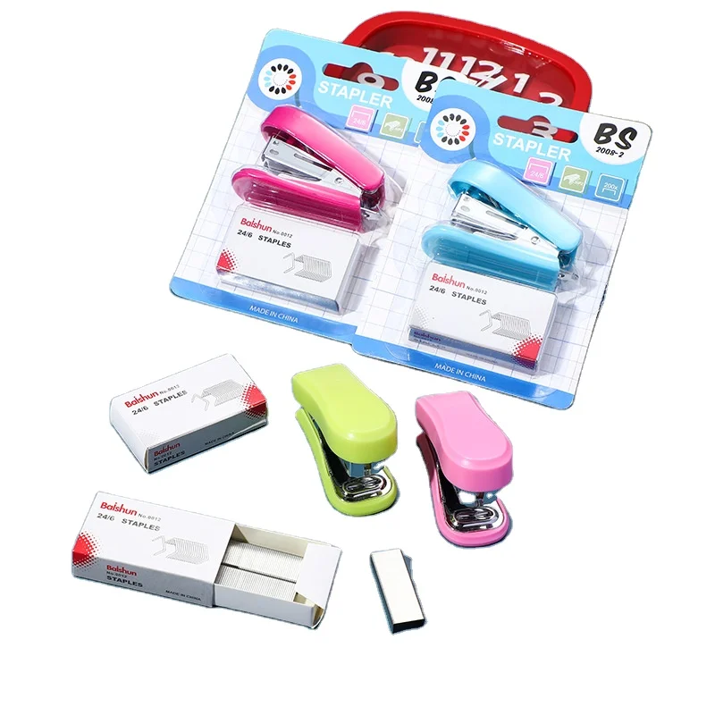 BEYOND Cute Hand held Plastic Standard Mini Office Paper Manual Stapler for School Kids Desk Stationery Set