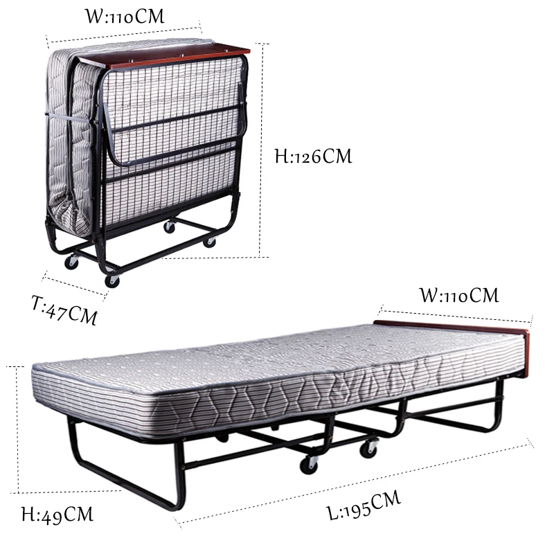 Hotel simple single double portable folding bed china folded bed modern with mattress