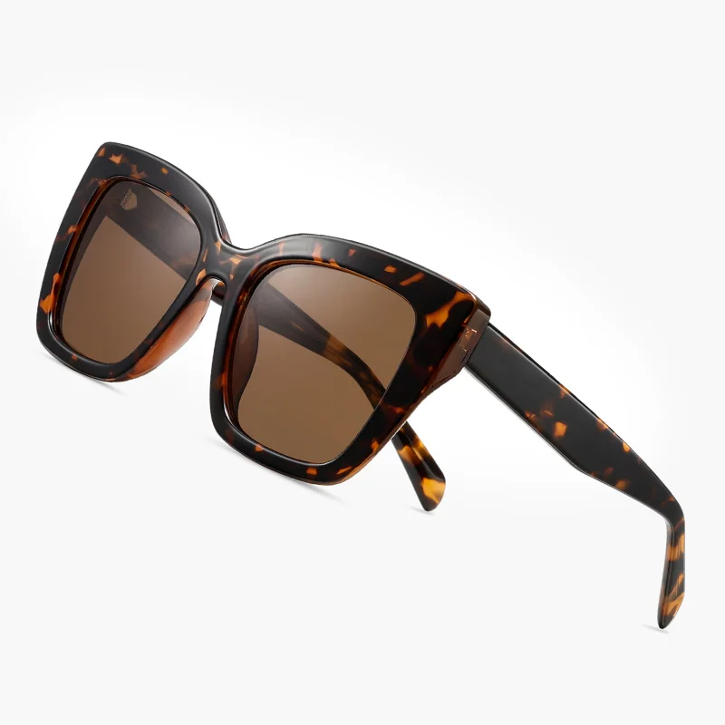 Cat-Eye Square Polarized Sunglasses with Sculpted Acetate Frame and Reinforced Durable 3+2 Hinges Sunglasses for Women