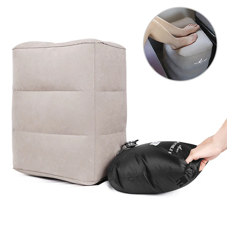 Travelsky soft inflatable cushion travel hiking foot leg rest pillow cushion with inflatable bag