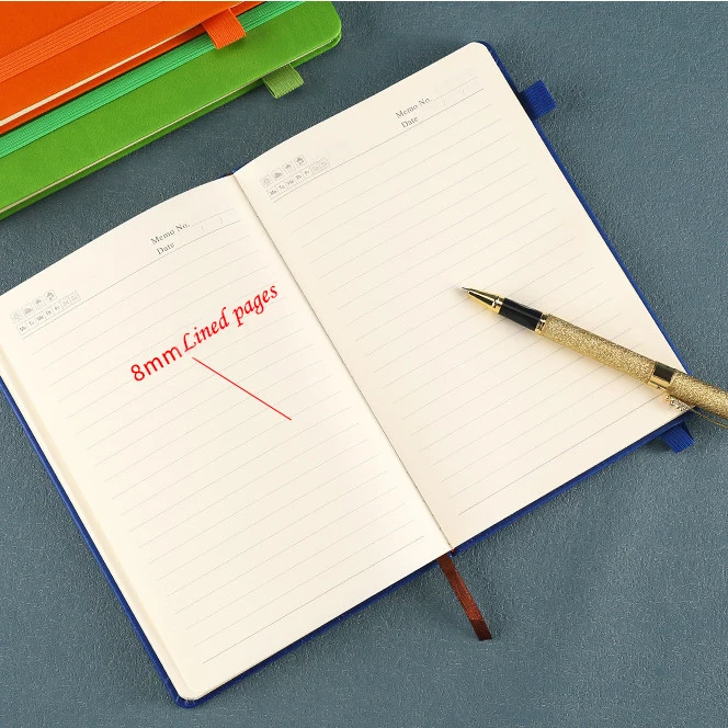 Business Office Lined Cahiers 200 Pages Personalized Printed Note Book PU Leather Custom A5 Hardcover Journal Notebook With Logo