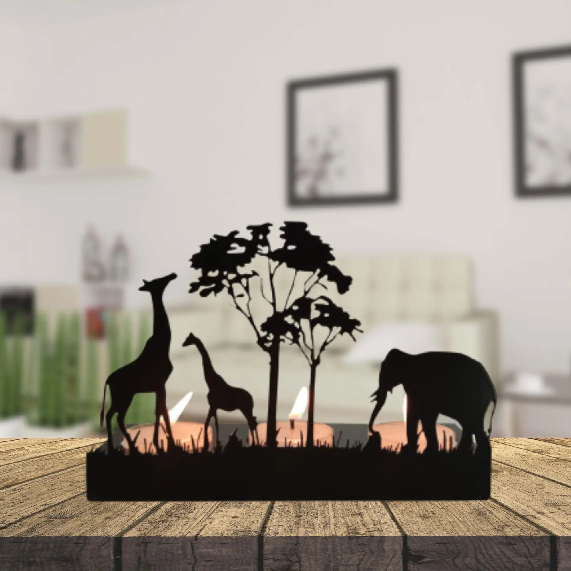 Removable Metal Candlestick Cute Elk Elephant Hollow Pattern Candle Holder For Home Decoration Christmas Gifts
