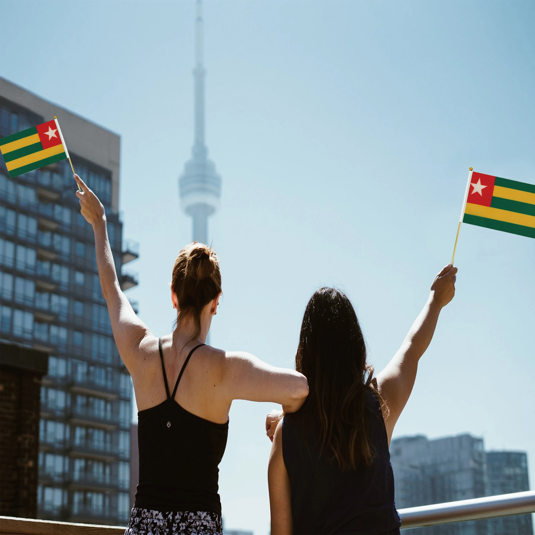 2024 Factory Hot Sale Togo  Wooden Pole Hand-Waved Flag  for General Holiday