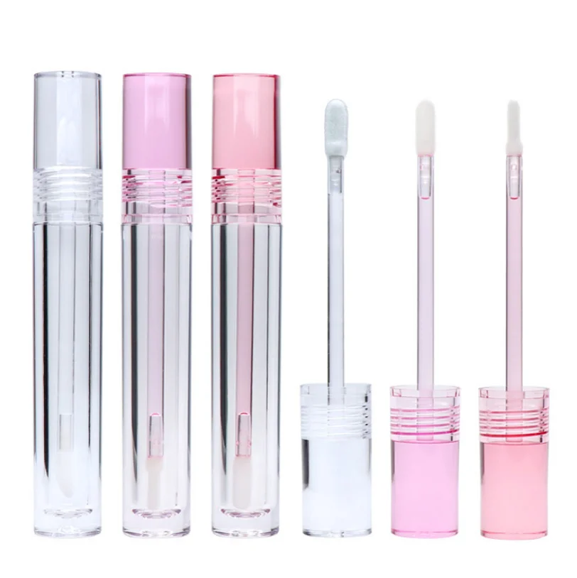 7.8ml Empty Transparent Lipgloss Tube Custom logo Cosmetic Packaging Pink Lip Gloss Tube With Boxs