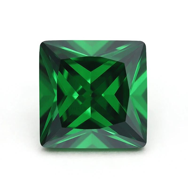 High Quality Color Zircon Square Shape Emerald Green Princess Cz Loose Stones With Low Price