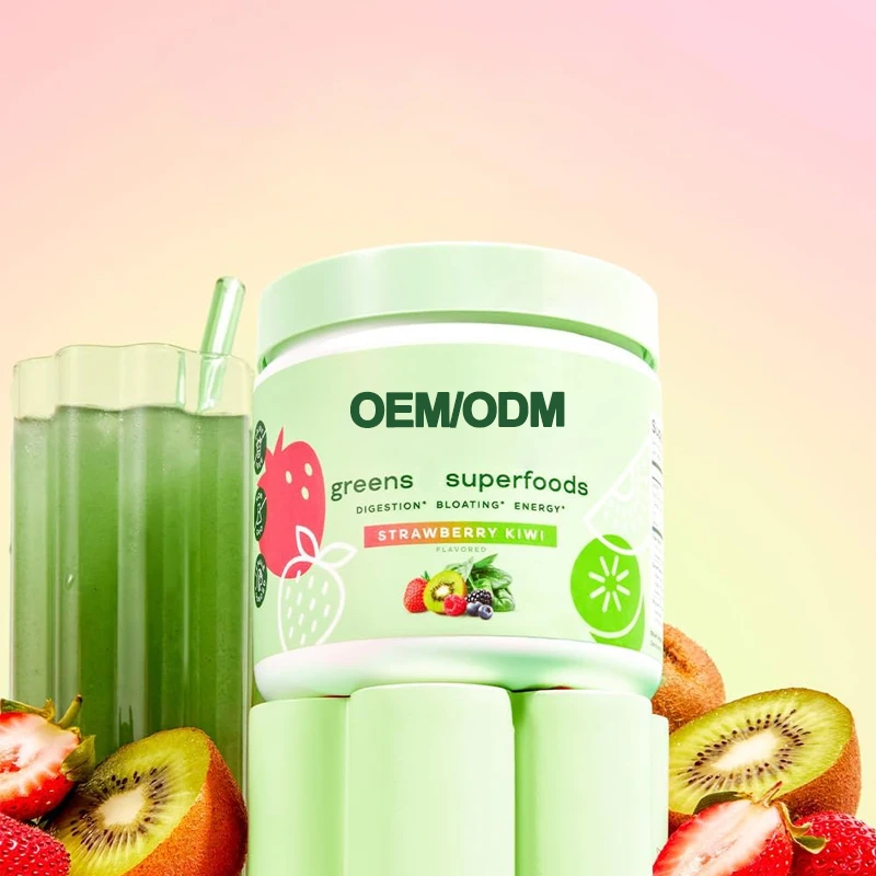 OEM High Quality Antioxidant Organic Green Fruits Supplements Natural Energy and Focus Super Green Powder