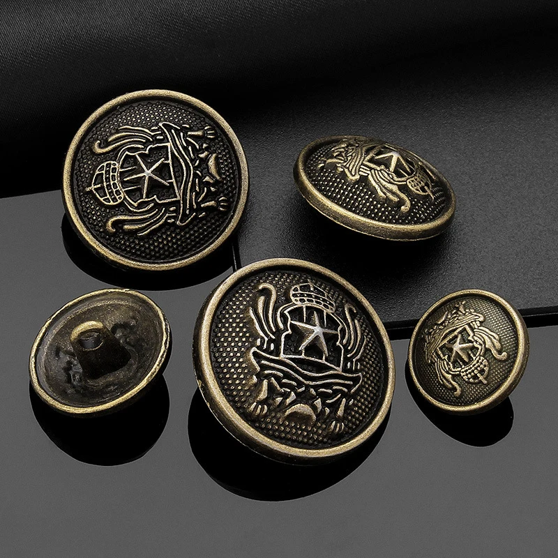 Custom Sewing Dome Retro Uniform Suit Buttons Shank Metal Button For Clothing