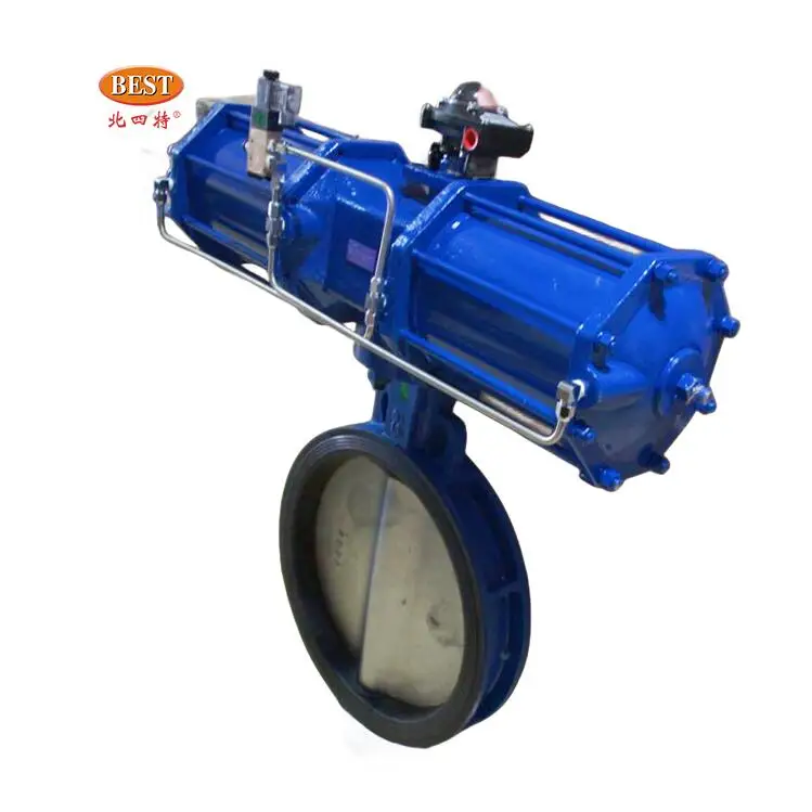 Valve wholesale Q810 Cast Iron Carbon steel Stainless Steel wafer flange 150mm butterfly valve for pneumatic control actuator
