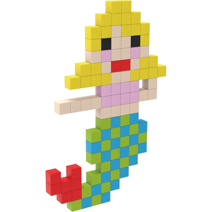Kids Preschool Educational DIY STEM 200Pcs Mini Magnetic Pixel Cube Magnet Building Block Tiles Toys For Children Mermaid