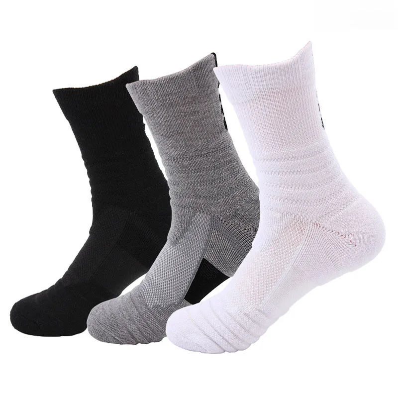 Cheap Running Men Tube Arch Support Cushion Padded Sport Solid Color Basketball Crew Sock