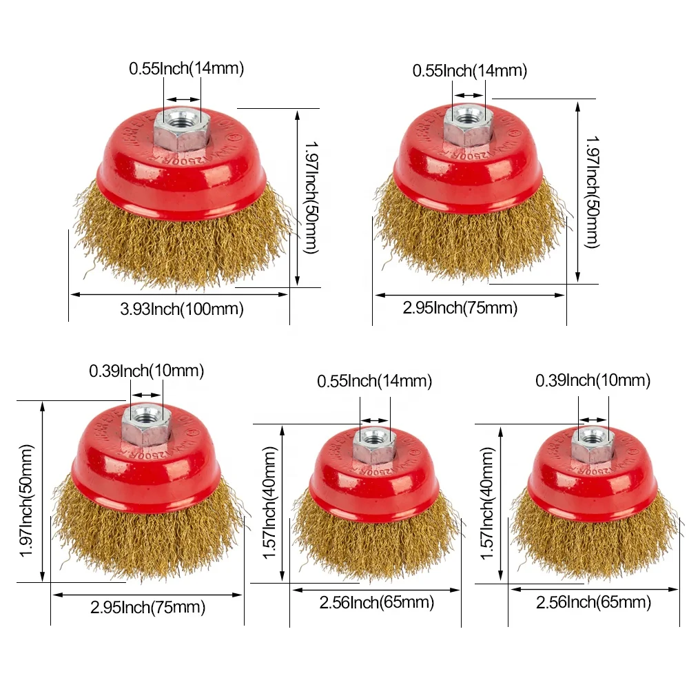 China Manufacturer steel wire yellow Bowl type 75/100 cup wire brush