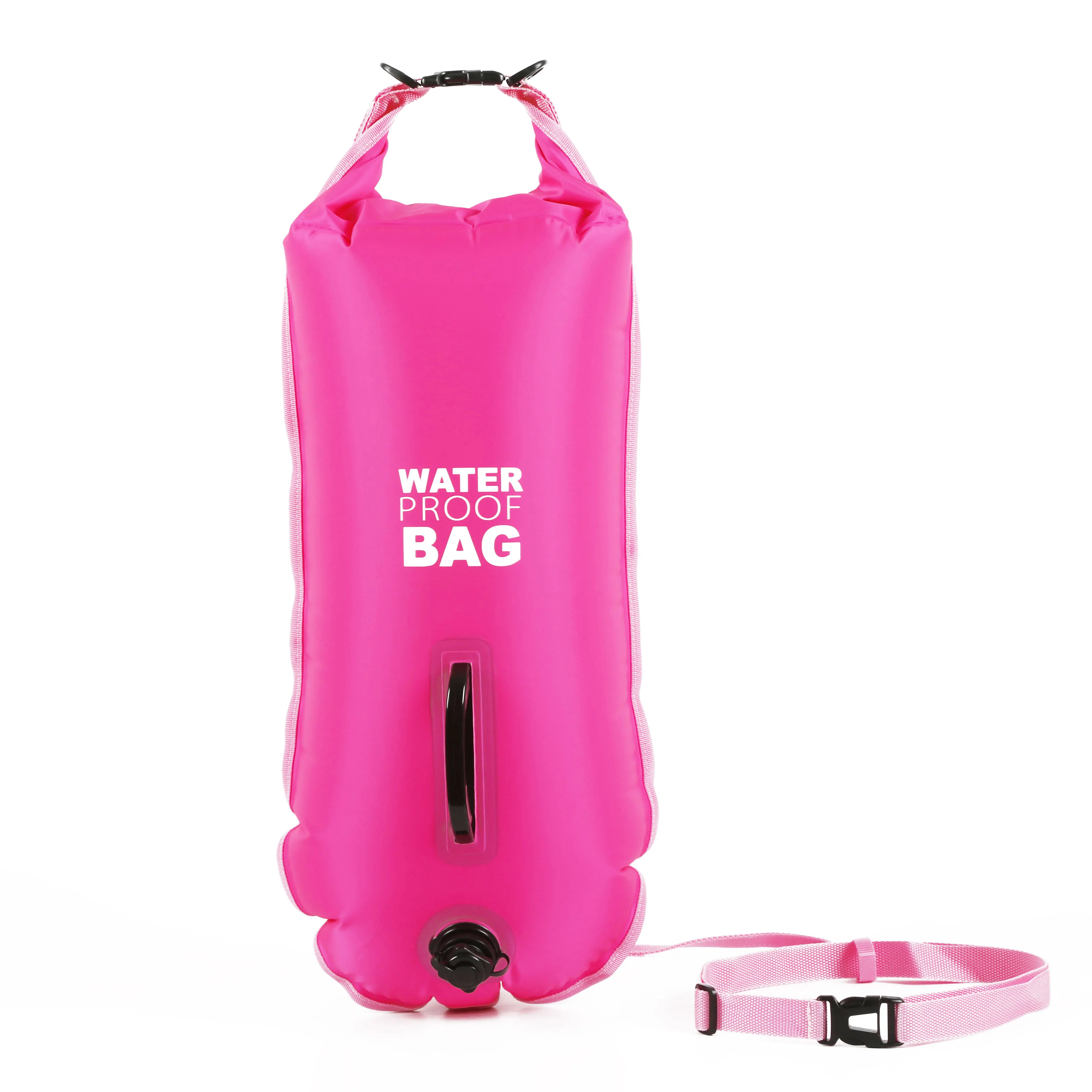 Custom Waterproof Open Water Two Floating Inflatable Swim Pool Buoy Safety Nylon Dry Bag