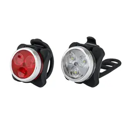 USB Rechargeable Bike Light Red and White Set Super Bright Front Headlight and Rear LED Bicycle Light 4 Light Mode
