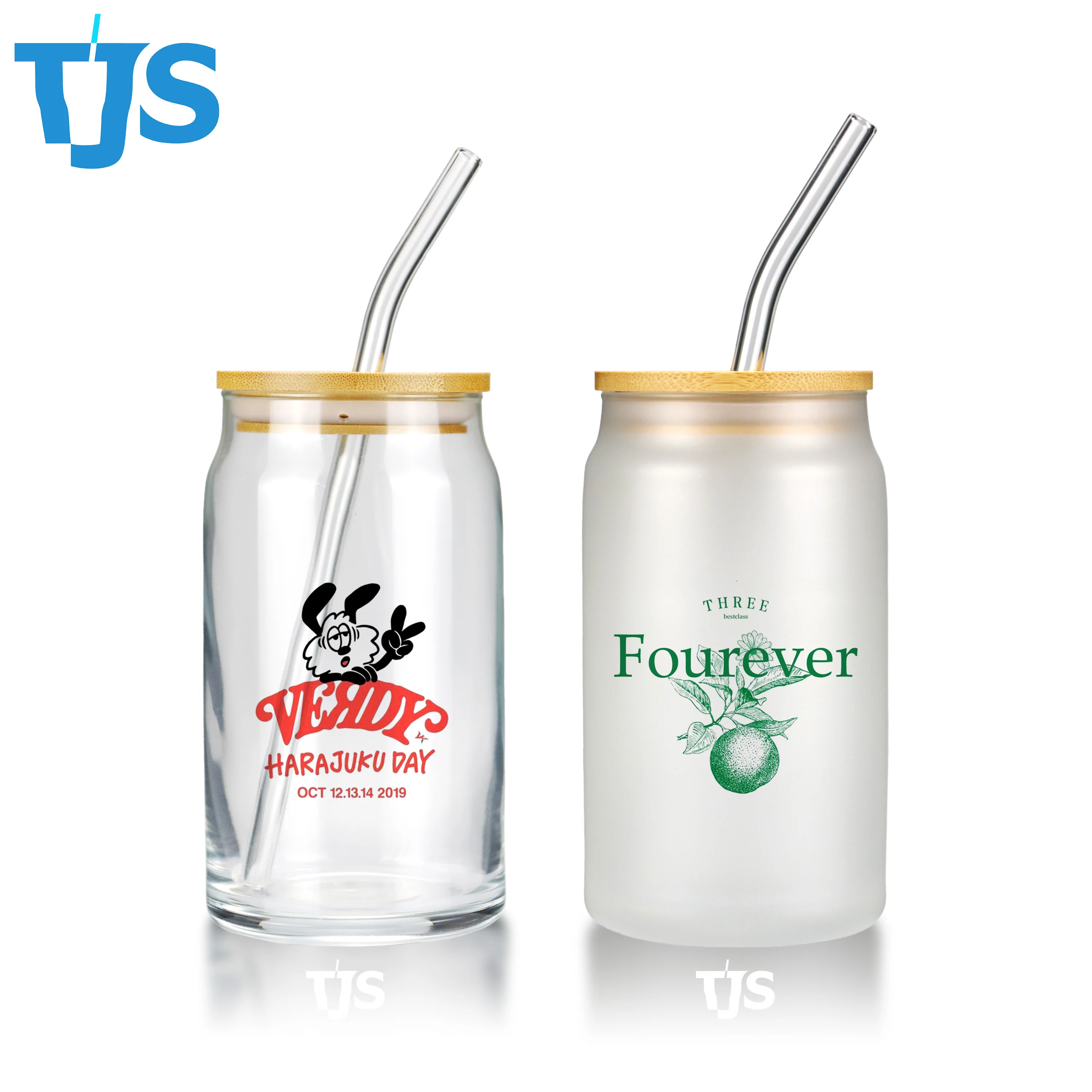 Wholesale Drinking Glasses Custom Logo Printed Clear Beer Can Glass 16oz 12oz Sublimation Drinks Bottle