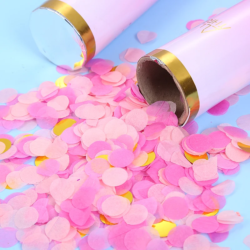 2022 New Design Pink Disposable Cylinder Confetti Cannon For Celebration Party